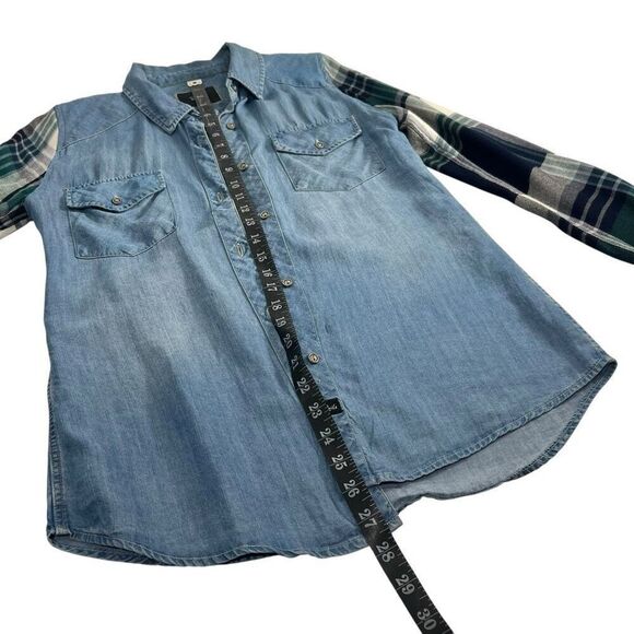 Rails Long Sleeve Shirt Women's Blue & Chambray Plaid Size XSmall - Picture 8 of 10